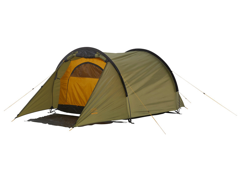 Zielony namiot Decathlon do kempingu.