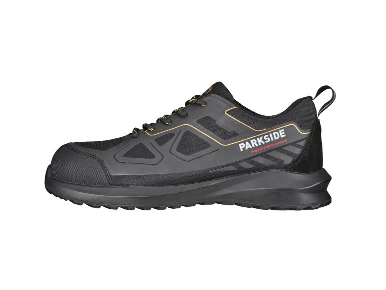 Czarne buty robocze z żółtymi detalami