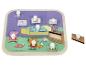 Drewniane puzzle Peppa Pig z uchwytami, przedstawiające sypialnię z Peppą i przyjaciółmi.