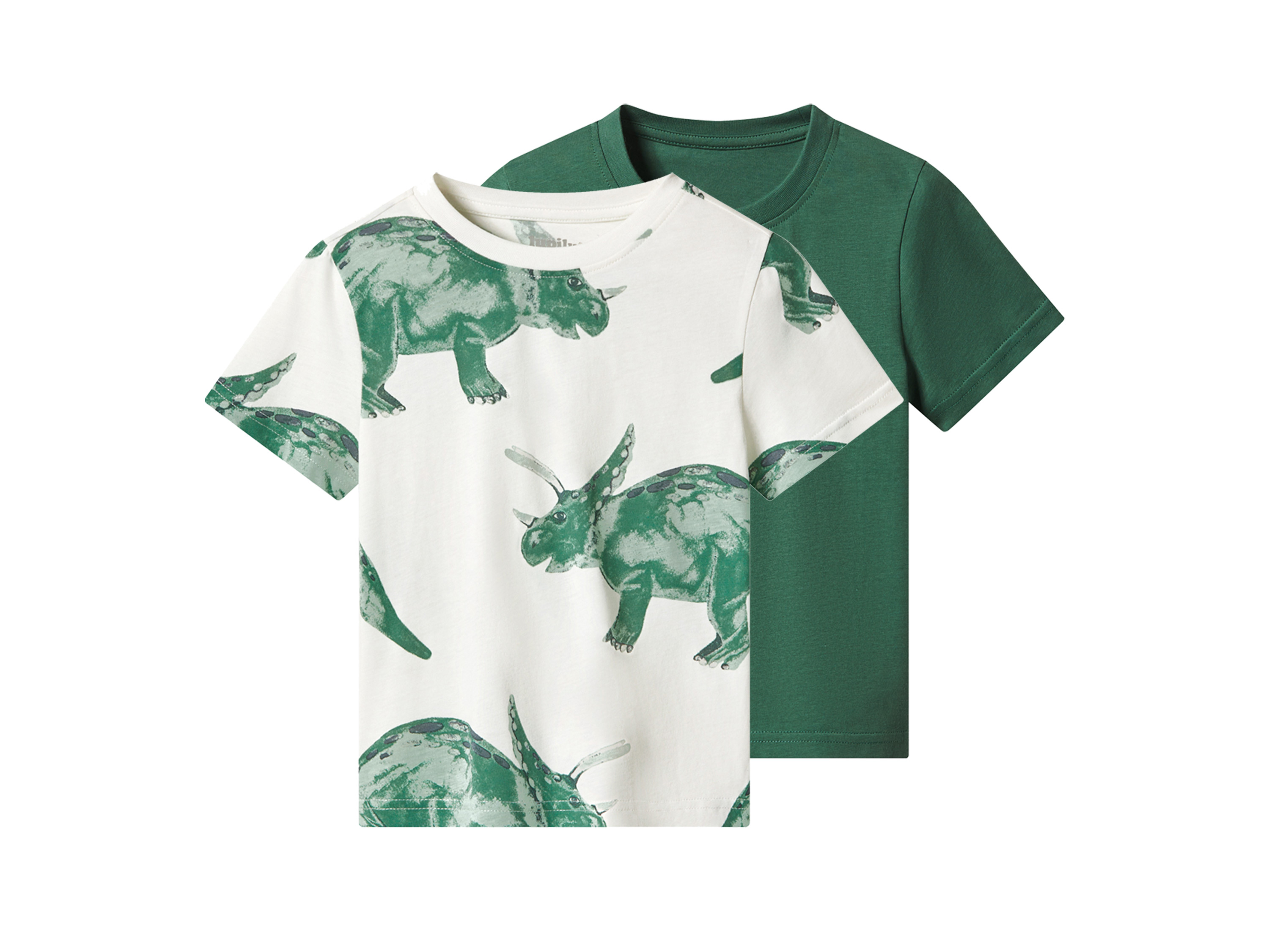 LUPILU® T-shirty dziecięce z bawełny, 2 sztuki (Zielony/biały, 122/128)