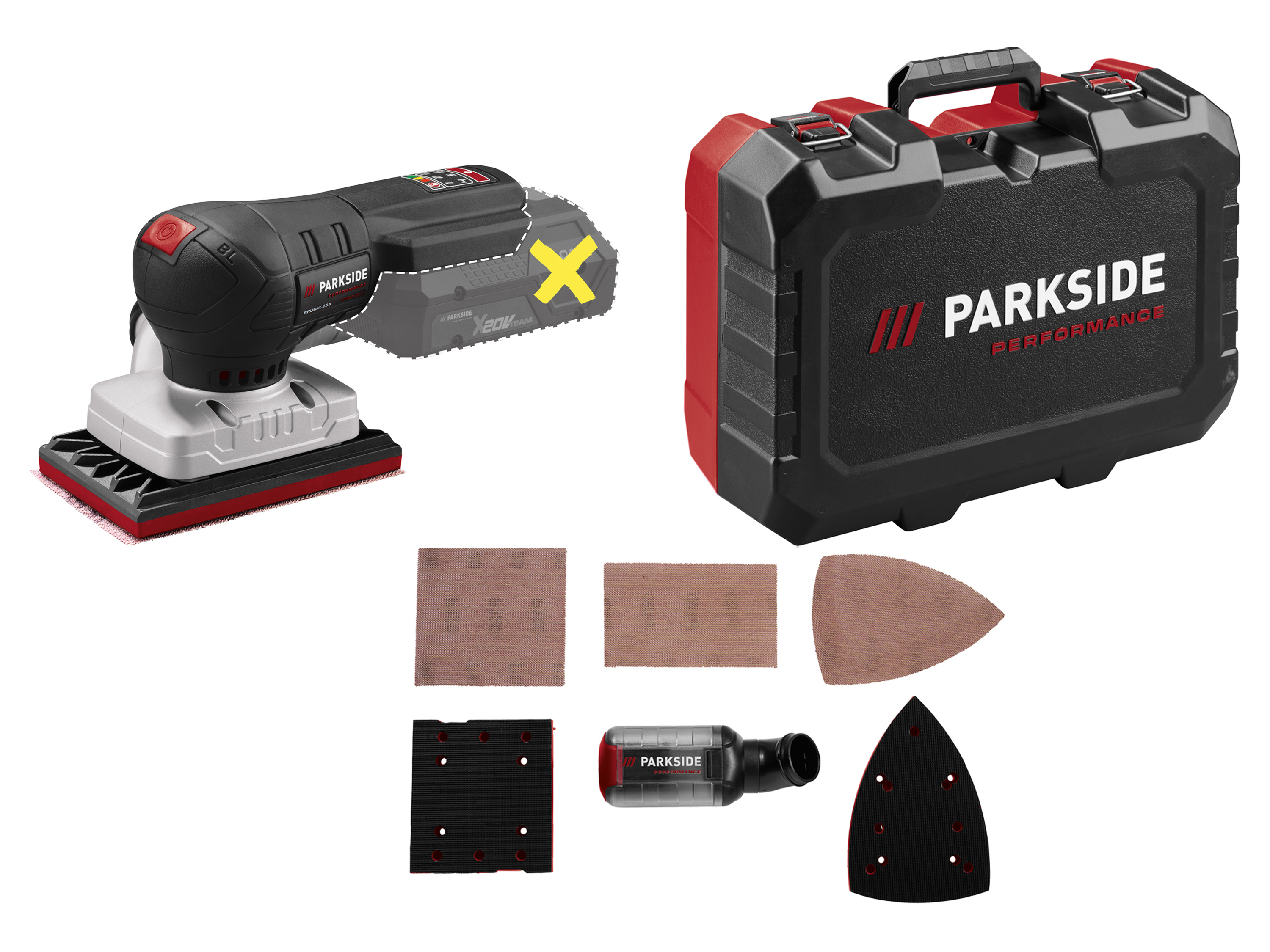 PARKSIDE PERFORMANCE® Akumulatorowa szlifierka oscylacyjna lub mimośrodowa 20 V (bez akumulatora i ładowarki)