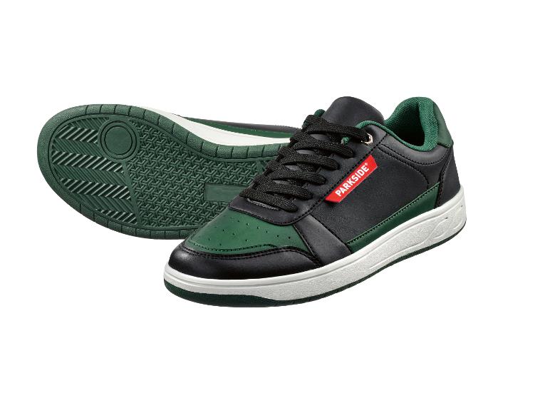 Para czarno-zielonych sneakersów PARKSIDE z białą podeszwą.