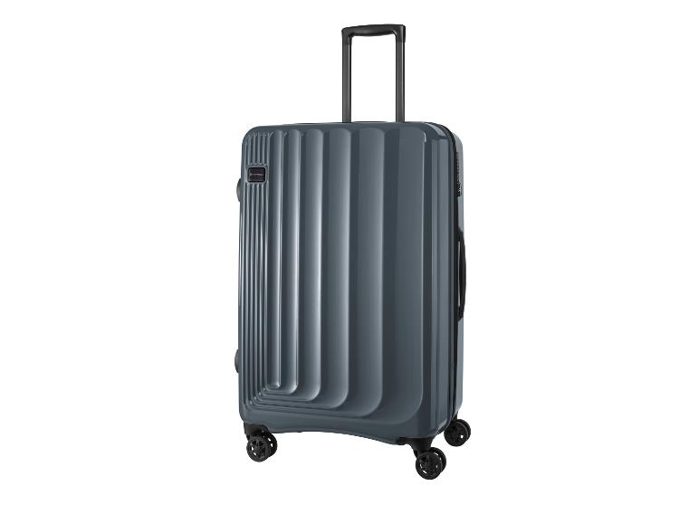 Szara walizka Topmove na kółkach.