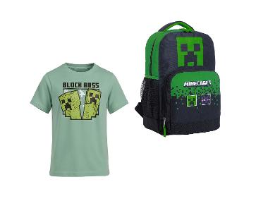 Zestaw szkolny dla dzieci z kolekcji Minecraft: plecak Creeper i zielony t-shirt 158/164