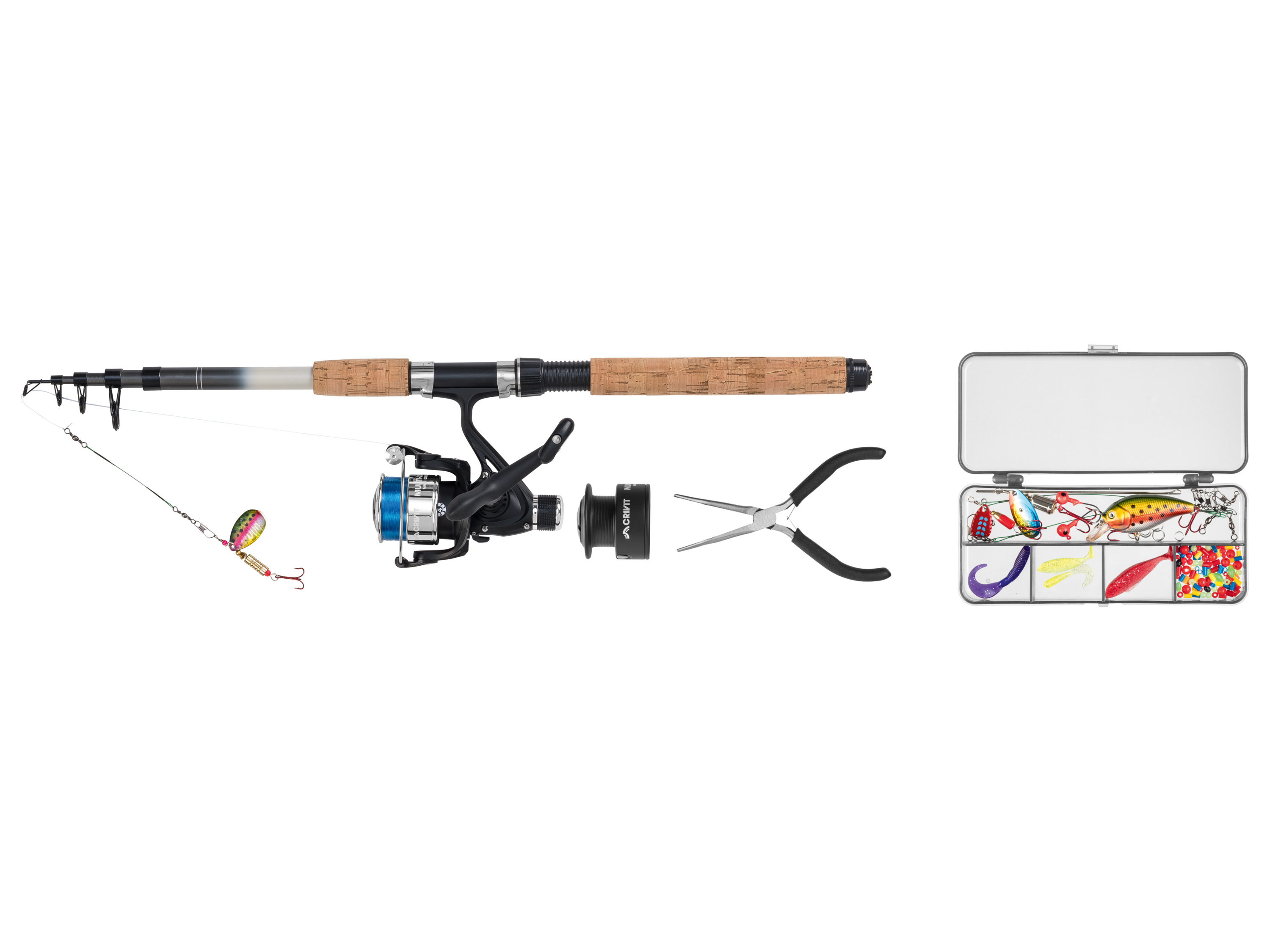 CRIVIT Zestaw spinningowy 210-5/ Zestaw gruntowy i feederowy 300-5/ Zestaw spinningowy 270-5 (Pstrąg/okoń spin 210)