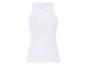 Biały, prążkowany top bez rękawów.
