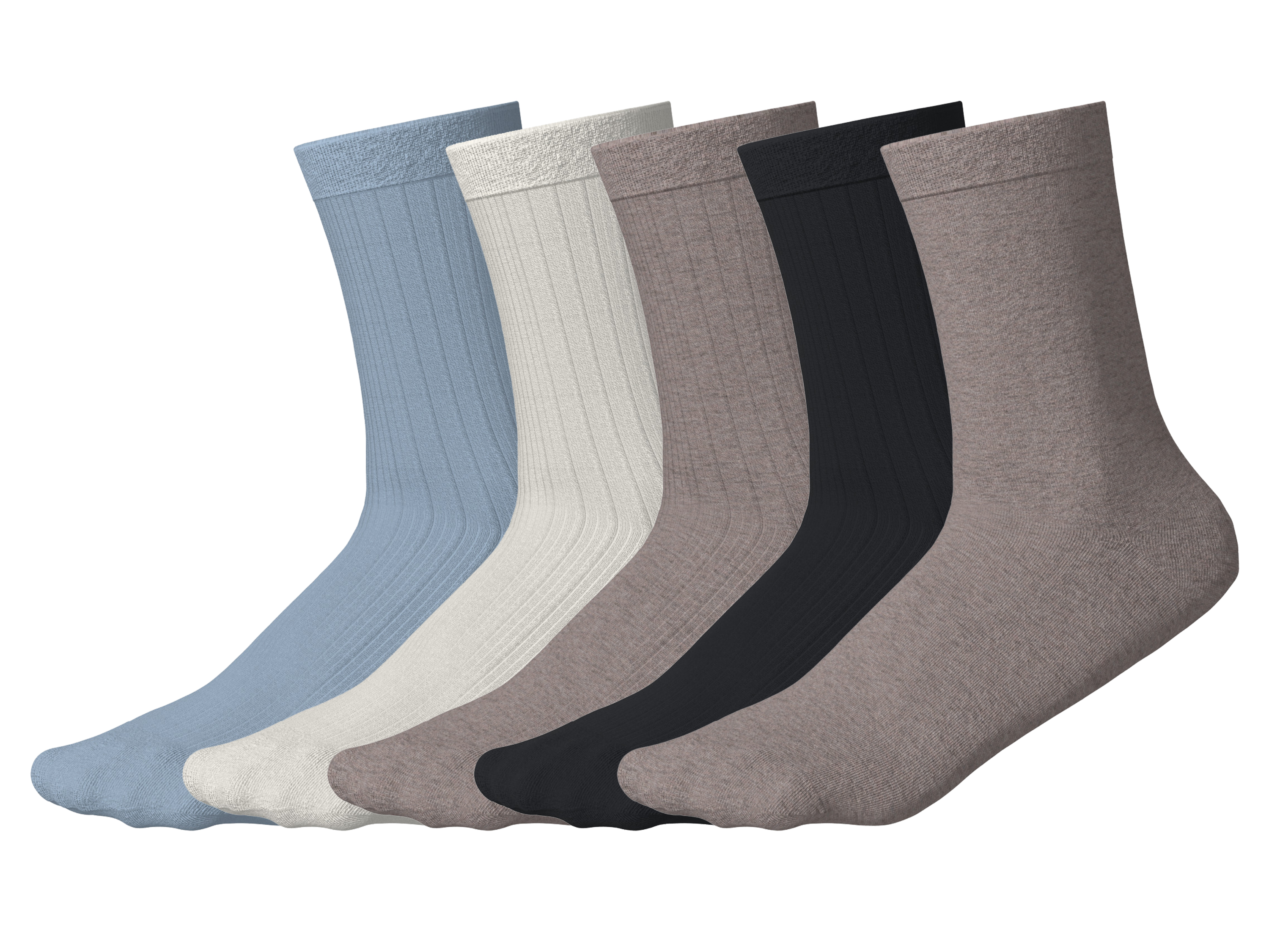 ESMARA® Skarpetki damskie 5 par (niebieski/biały/beżowy/czarny, 35-38)