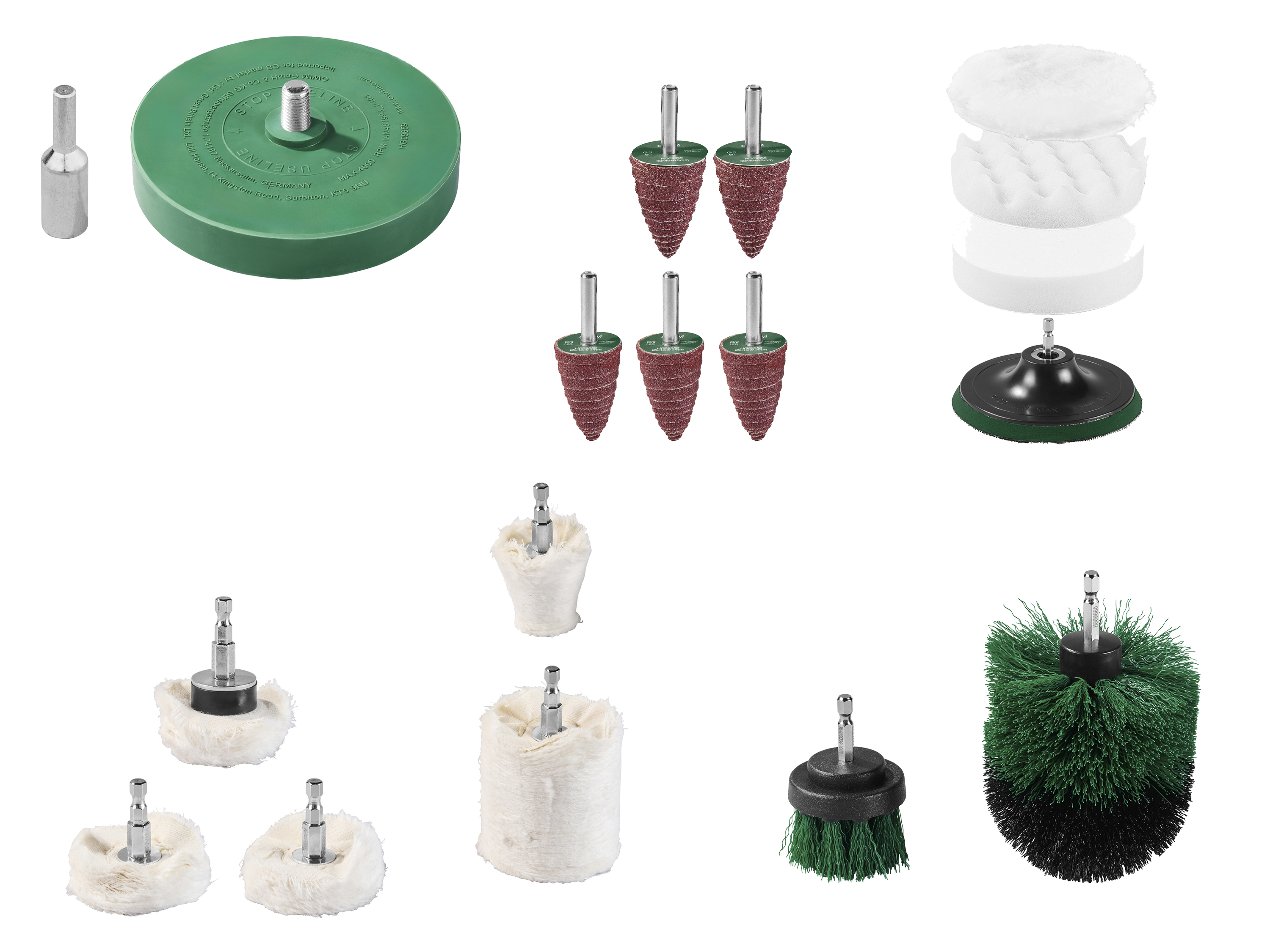 PARKSIDE® Zestaw szlifierski stożkowy / Krążek do usuwania folii / Zestaw szczotek do czyszczenia / Zestawy polerskie
