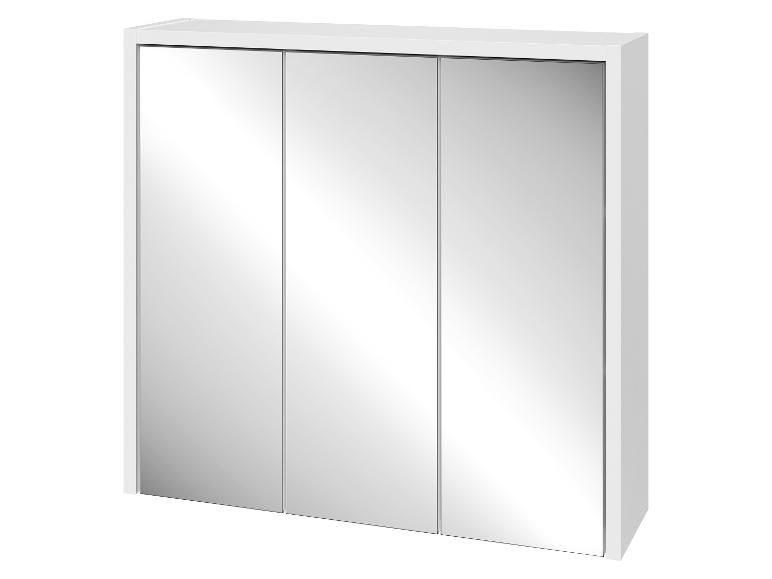 Biała szafka łazienkowa z trzema lustrzanymi drzwiami