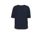 Widok z tyłu gładkiego, granatowego t-shirtu oversize.