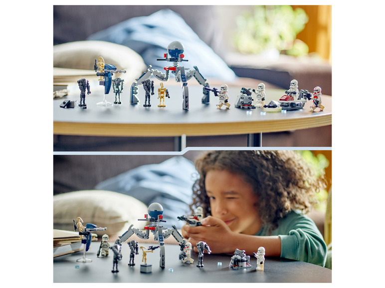 Zestawy LEGO Star Wars z AT-TE Walkerem i szturmowcami.