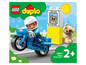 LEGO Duplo motocykl policyjny z figurką i psem.