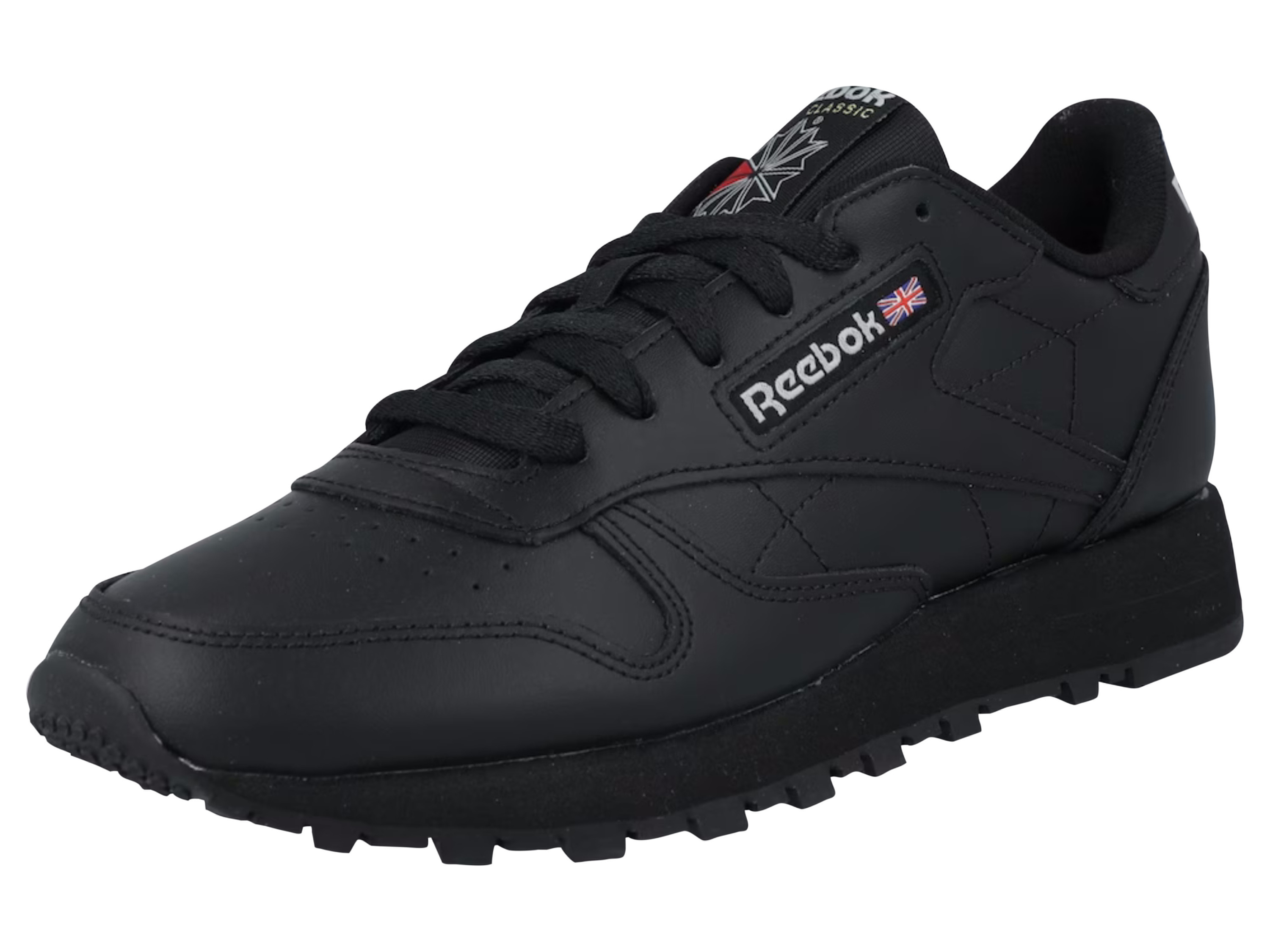 REEBOK Klasyczne skórzane sneakersy. (Czarny, 38,5)