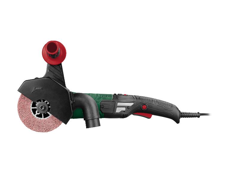 Elektryczna szlifierka kątowa z tarczą ścierną.