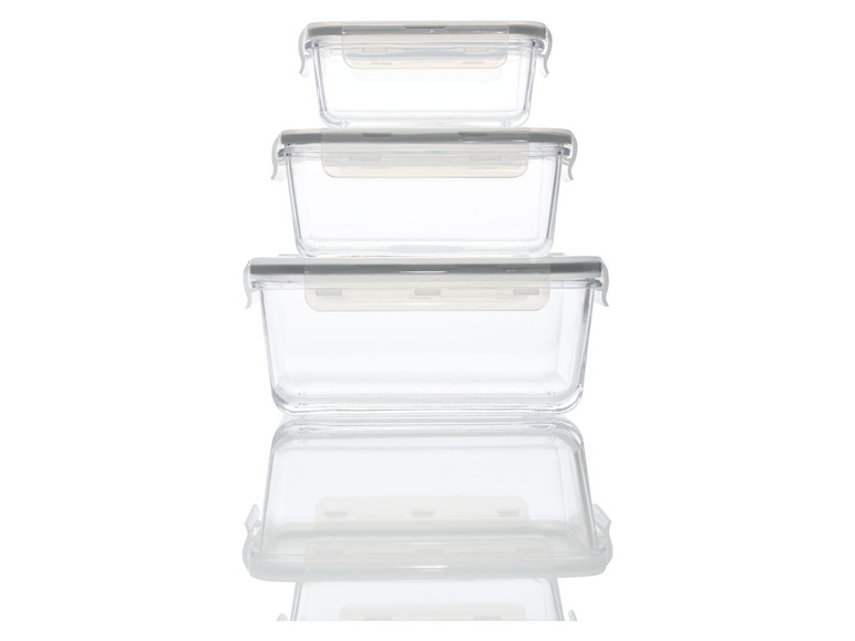 Pełny ekran: ERNESTO® Zestaw 3 szklanych pojemników do przechowywania żywności z pokrywkami - zdjęcie 4