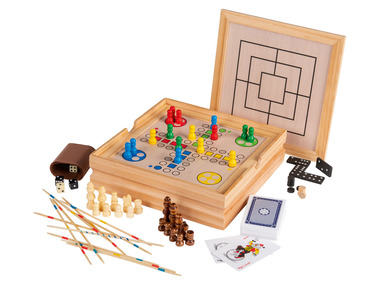 PLAYTIVE® Drewniany zestaw gier w stabilnym drewnianym pudełku