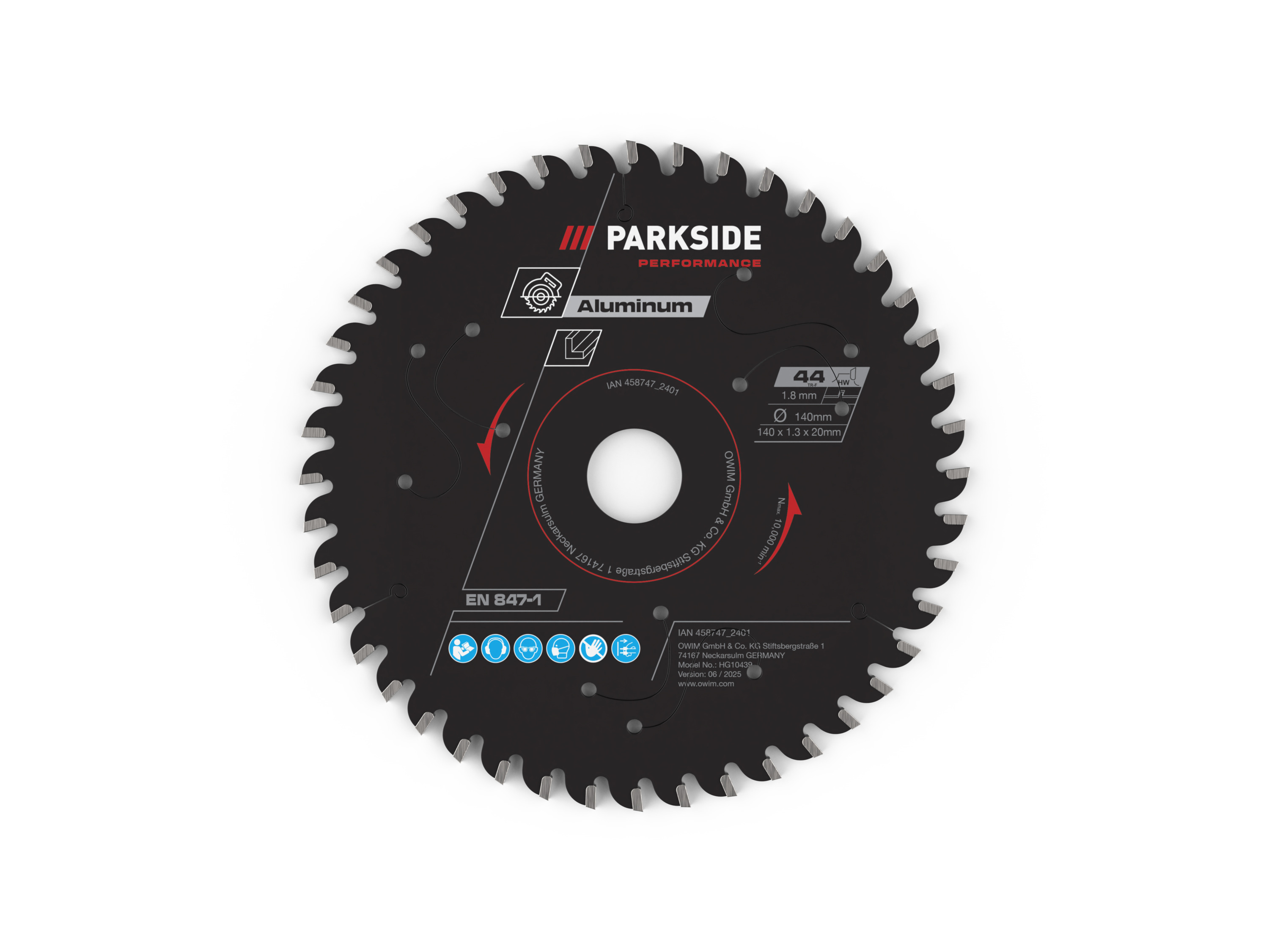 PARKSIDE PERFORMANCE® Tarcza do pilarki do drewna/aluminium/laminatu, Ø 140 mm (Aluminium/44 zęby)