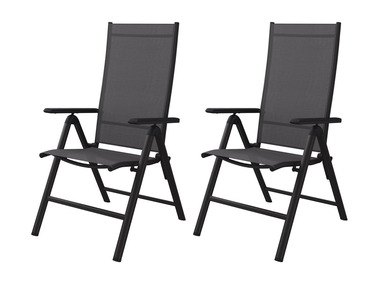 Livarno Home Zestaw 2 składanych krzeseł aluminiowych Houston, czarny/ antracyt