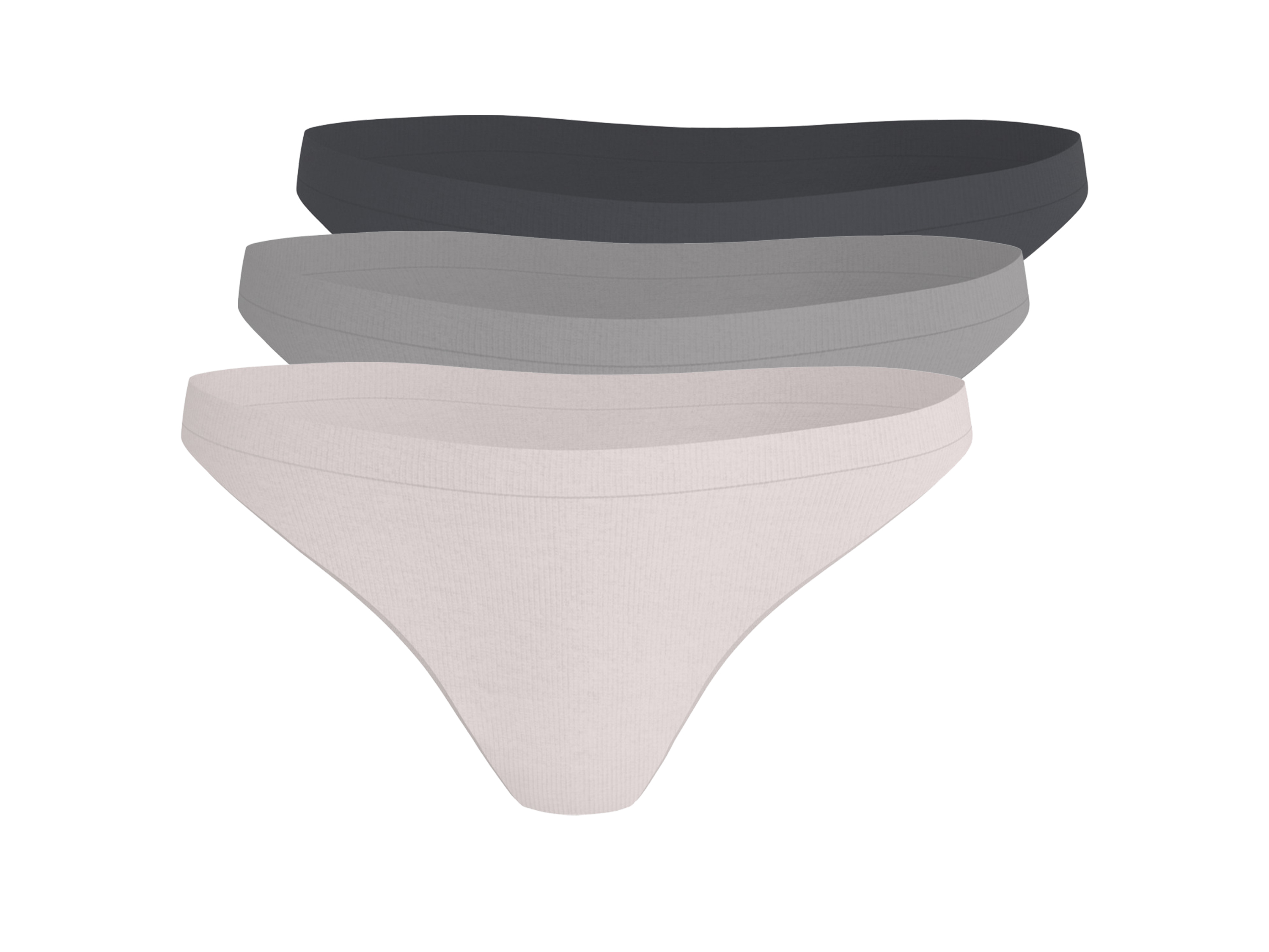 ESMARA® Majtki stringi damskie, 3 pary, bezszwowe (Szary/różowy, L(44/46))