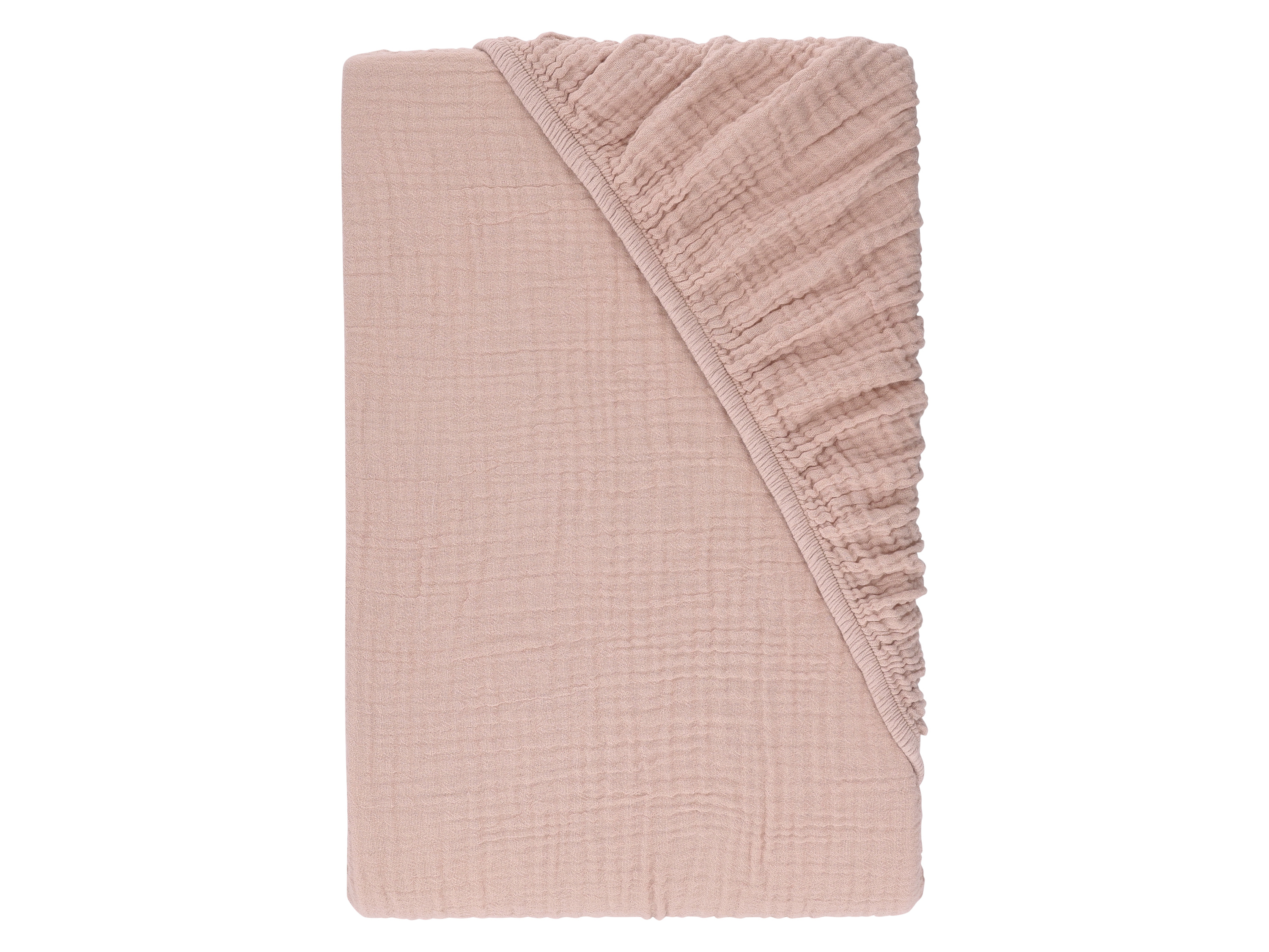 LIVARNO® Prześcieradło z gumką z muślinu, 180-200 x 200 cm (Różowy)