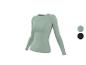 Jasnozielona sportowa koszulka z długim rękawem, z perforowanymi detalami i opcjami kolorystycznymi.