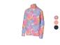 Dziecięca kurtka polarowa z kolorowym wzorem tie-dye i zamkiem błyskawicznym.