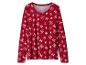 Czerwona bluzka z długim rękawem w płatki śniegu i kokardki