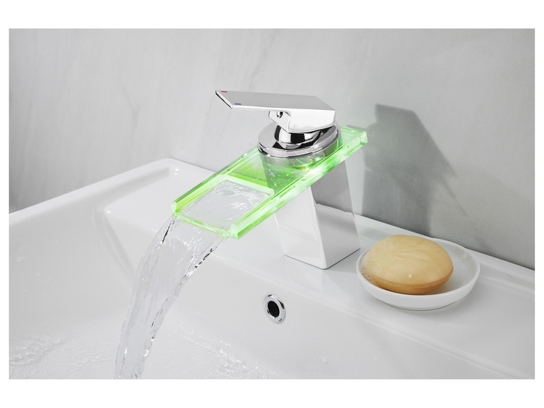 Pełny ekran: LIVARNO home Bateria umywalkowa z podświetleniem LED, z wylewką wodospadową - zdjęcie 3