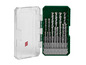 Zestaw wierteł Makita w zielonym pudełku.