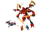 Czerwony robot LEGO Ninjago z złotymi mieczami i mniejszymi postaciami