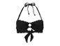 Czarny top bikini, styl bandeau, wiązany.