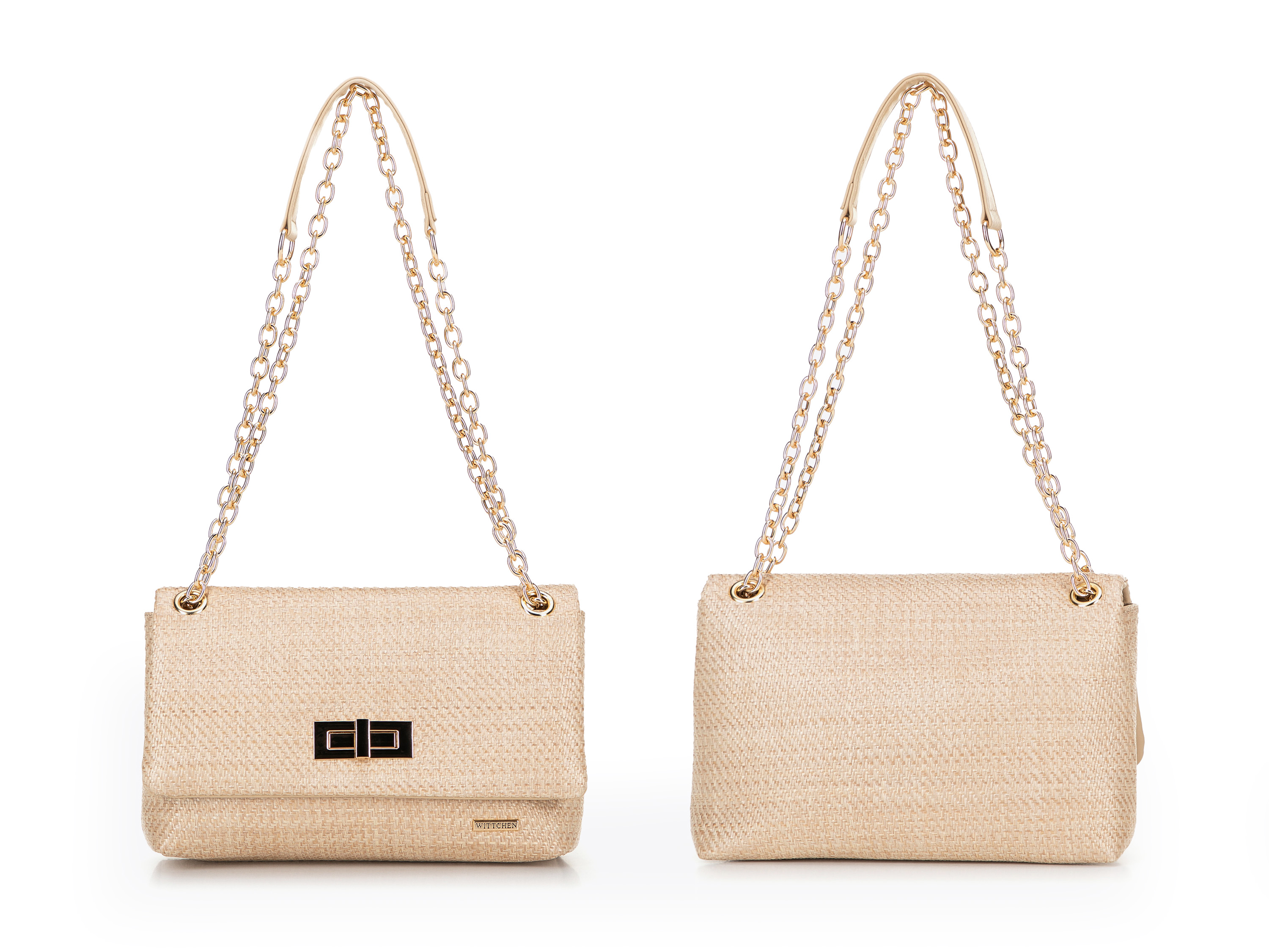 WITTCHEN Torebka / plecak damski z rafii, 27 wzorów (Torebka crossbody, Beżowy)