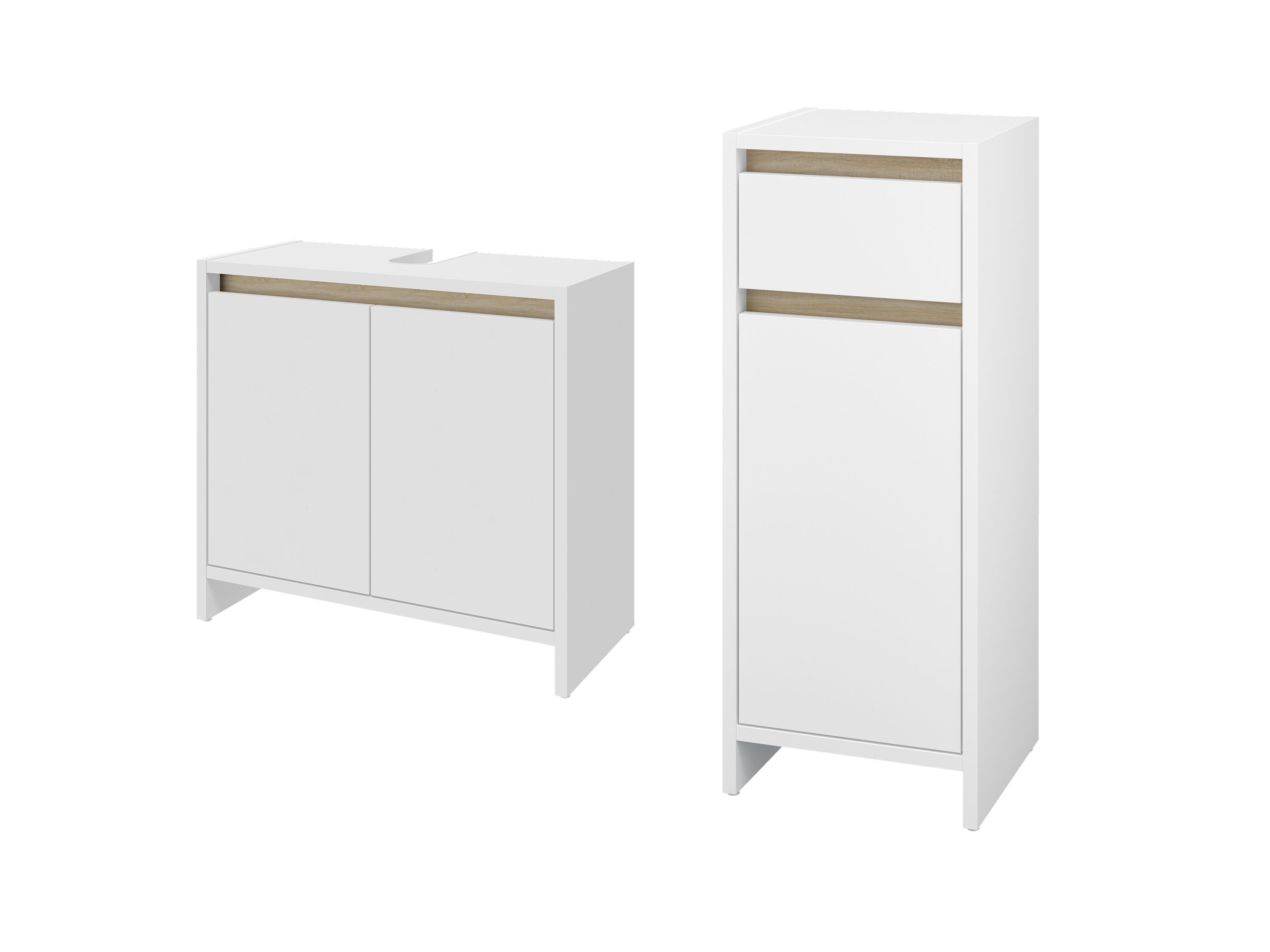 LIVARNO® Zestaw 2 szafek łazienkowych Oslo: niska i pod umywalkę, biały