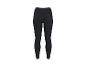 Czarne legginsy sportowe damskie z odblaskowymi detalami.