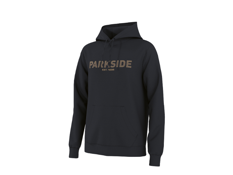 Czarna bluza z kapturem z napisem „PARKSIDE EST. 1996” w paski