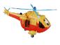 Żółto-czerwony plastikowy helikopter zabawka.