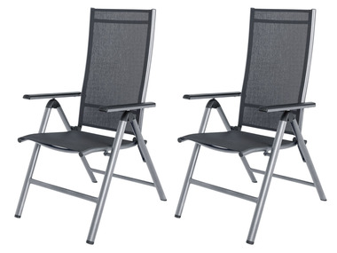 LIVARNO home Zestaw 2 składanych krzeseł aluminiowych Houston, srebrny/ szary