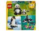 Pudełko LEGO Creator 3 w 1 z pandami, pingwinami i orkami.
