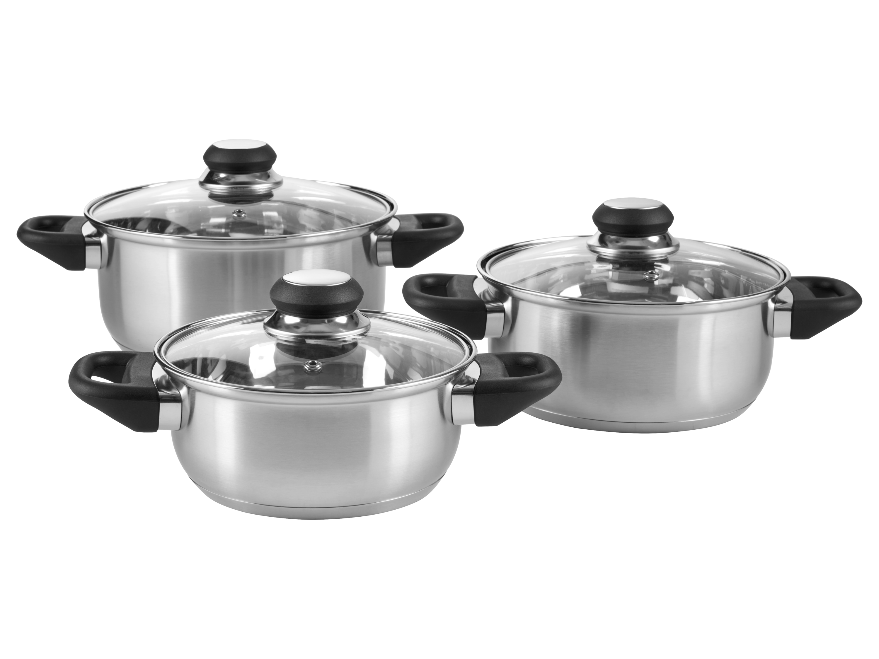 SILVERCREST® Zestaw 3 garnków ze stali szlachetnej z pokrywkami