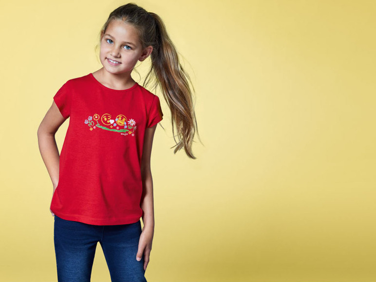 Pełny ekran: T-shirt dziewczęcy z biobawełny, z kolekcji Emoji, 1 sztuka - zdjęcie 3