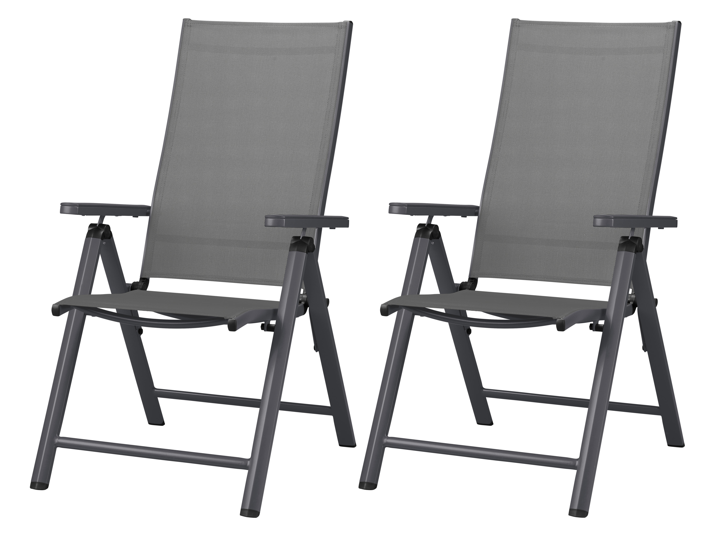 LIVARNO® Zestaw 2 składanych aluminiowych foteli ogrodowych Houston, antracyt
