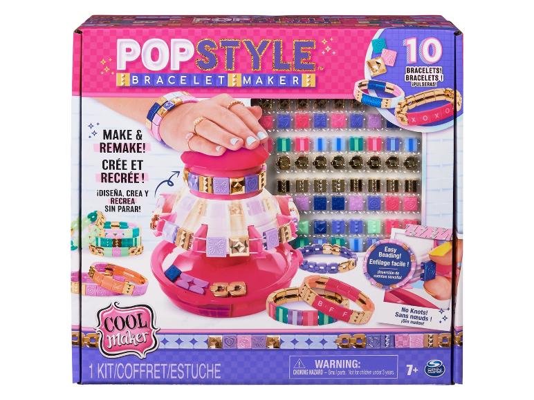 Zestaw do tworzenia bransoletek PopStyle z 10 bransoletkami, koralikami i narzędziem do ich modyfikacji.