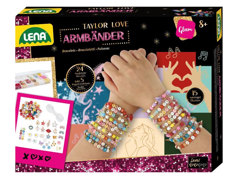 Zestaw do robienia bransoletek z koralikami literowymi i zawieszkami, styl glamour, 8+.