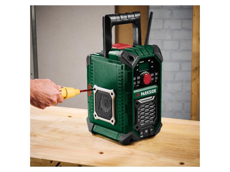 Radio budowlane PARKSIDE z Bluetooth, USB i AUX, regulowane śrubokrętem
