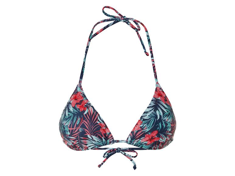 Trójkątny top bikini, tropikalny wzór.