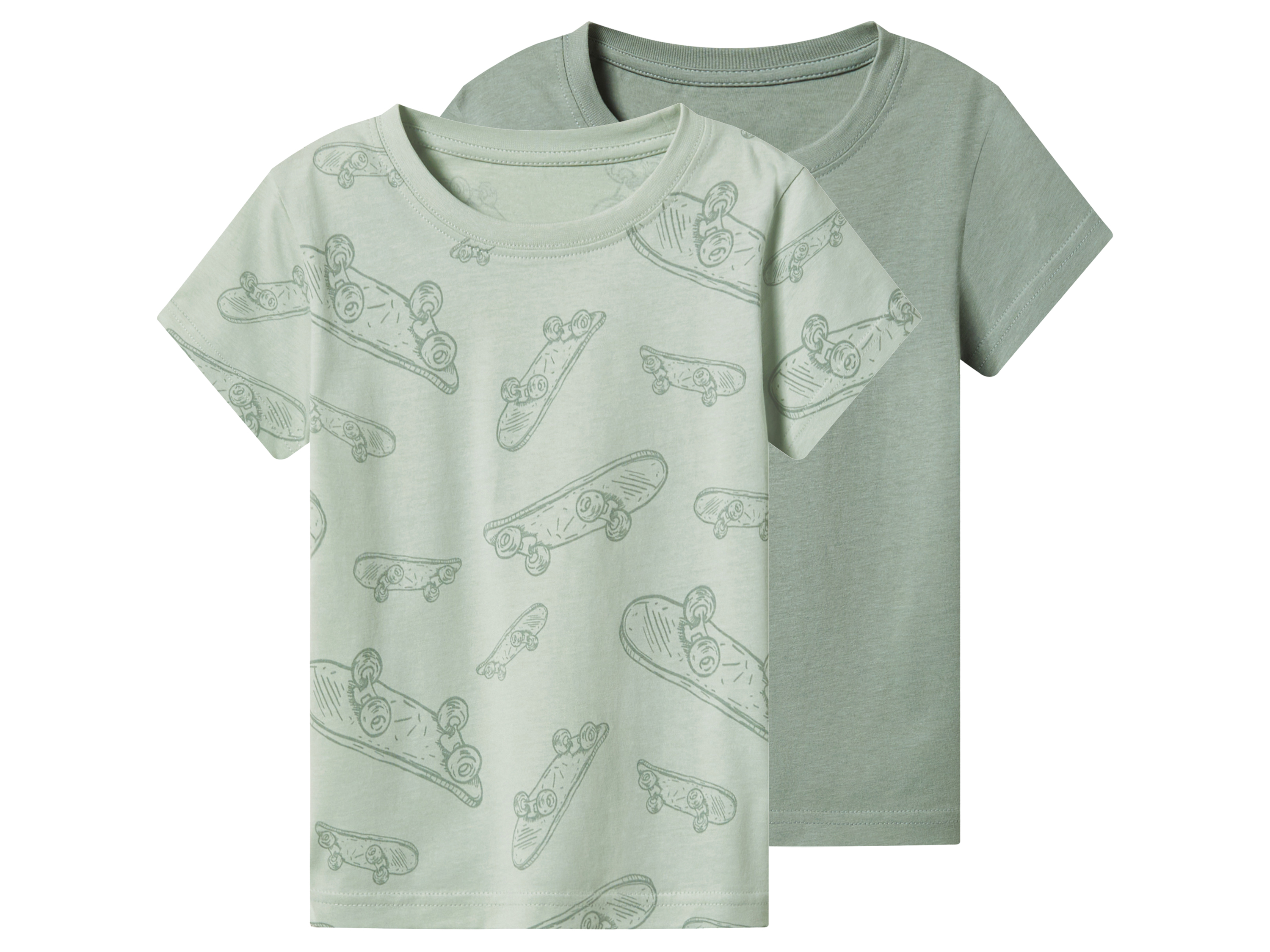 LUPILU® Zestaw 2 t-shirtów dziecięcych z bawełny (Zielony/miętowy, 122/128)