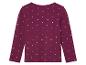Bordowy T-shirt z białymi kropkami dla dziewczynek.