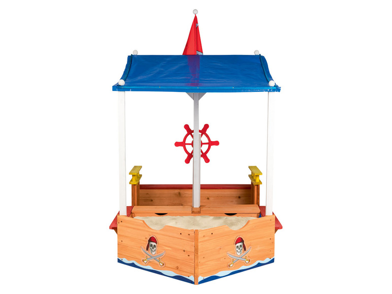 Pełny ekran: Playtive Piaskownica „Statek piracki”, ze sterem, dachem przeciwsłonecznym i flagą - zdjęcie 3