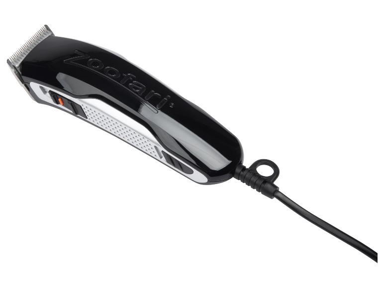 Czarna trymerka dla zwierząt ZooFari ze srebrnymi akcentami i czarnym kablem.