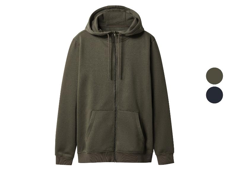 Bluza z kapturem i zamkiem błyskawicznym w kolorze oliwkowym, z dwiema opcjami kolorystycznymi.